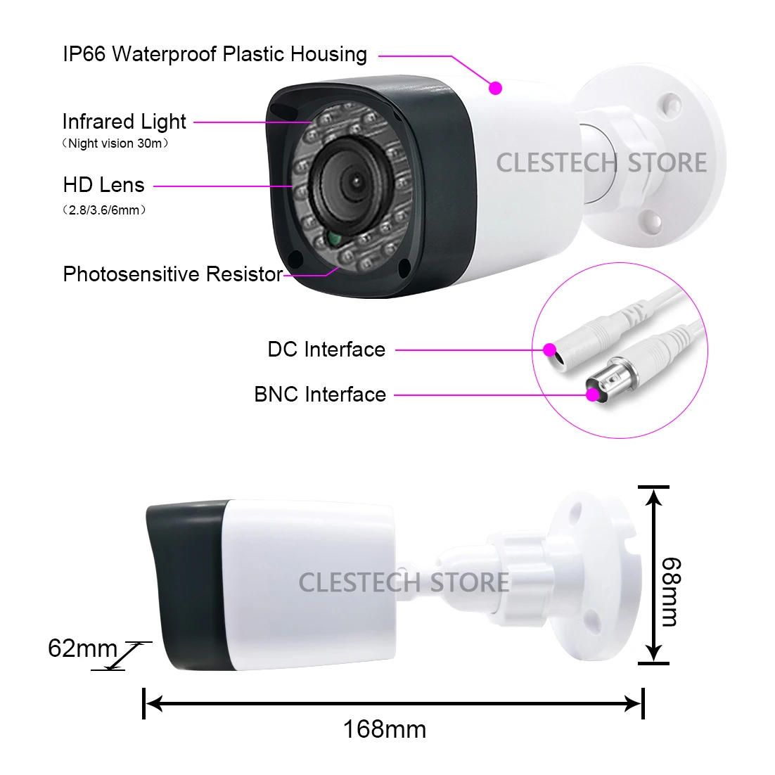 HD 3000TVL 보안 CCTV AHD 카메라 1080P 2.0MP 동축 디지털, 가정용/실외 방수 Ip66 Ir-컷 적외선 야간 투시경