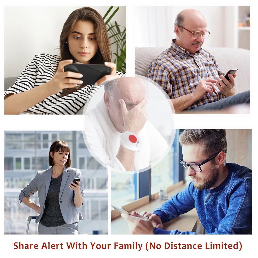 Topvico-와이파이 패닉 버튼, 노인용 알람 SOS 팔찌 시계, 가을 알림, 수석 비상 전화, 무선 간병인 호출기, 투야