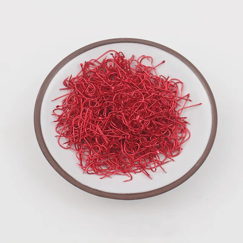 고탄소강 레드 골드 낚시 후크, 구부러진 베이트 홀더 링 잉어 후크 태클, 낚시 후크 시리즈 1 #-8 #, 100 개