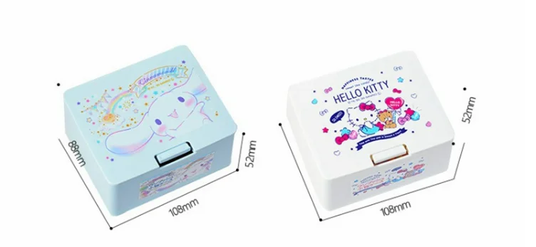 귀여운 애니메이션 시나모롤 쿠로미 만화 면봉 보관함, 화장품 보관함, 마이 멜로디 헬로키티 소녀 하트