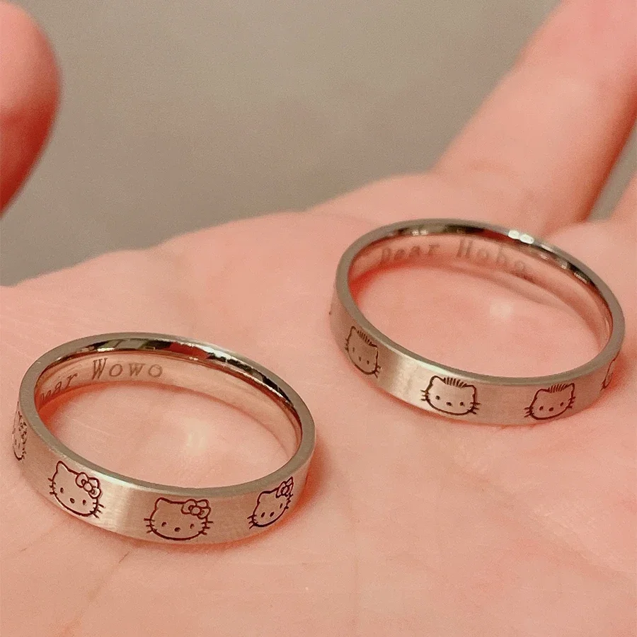 산리오 귀여운 반지 애니메이션 캐릭터 시리즈, 헬로 키티 쿠로미 커플 실버 반지, 패션 조정 가능한 반지 액세서리, 어린이 선물 title=산리오 귀여운 반지 애니메이션 캐릭터 시리즈, 헬로 키티 쿠로미 커플 실버 반지, 패션 조정 가능한 반지 액세서리, 어린이 선물 