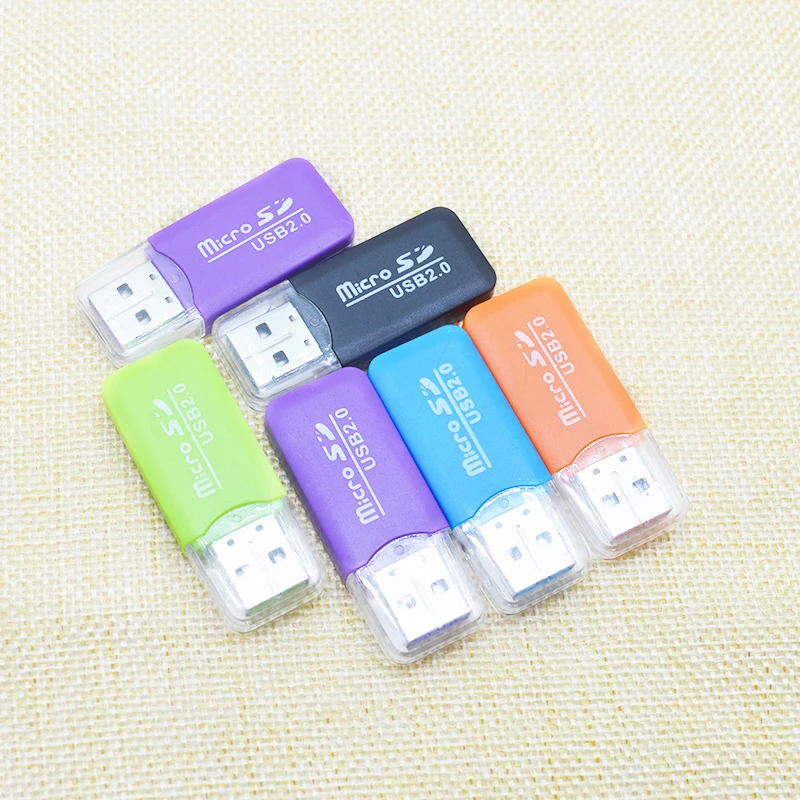 범용 마이크로 SD TF 카드 리더 USB 2.0 메모리 카드 어댑터 컴퓨터 노트북을위한 플래시 고속 카드 리더, 무작위 색상 읽기