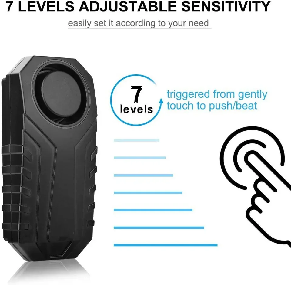 Wsdcam 무선 자전거 경보, 방수 도난 방지 경보 감지기, 리모컨 오토바이 스쿠터 보안 보호