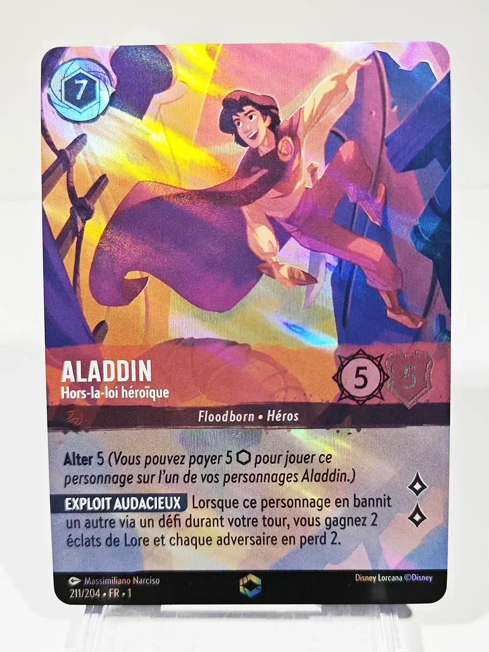 TCG 게임 카드, 디즈니 로르카나 프록시 프렌치 포일 하이 퀄리티, 엘사 미키 마우스 벨, 오로라 알라딘, 지니 스티치 팅커 벨