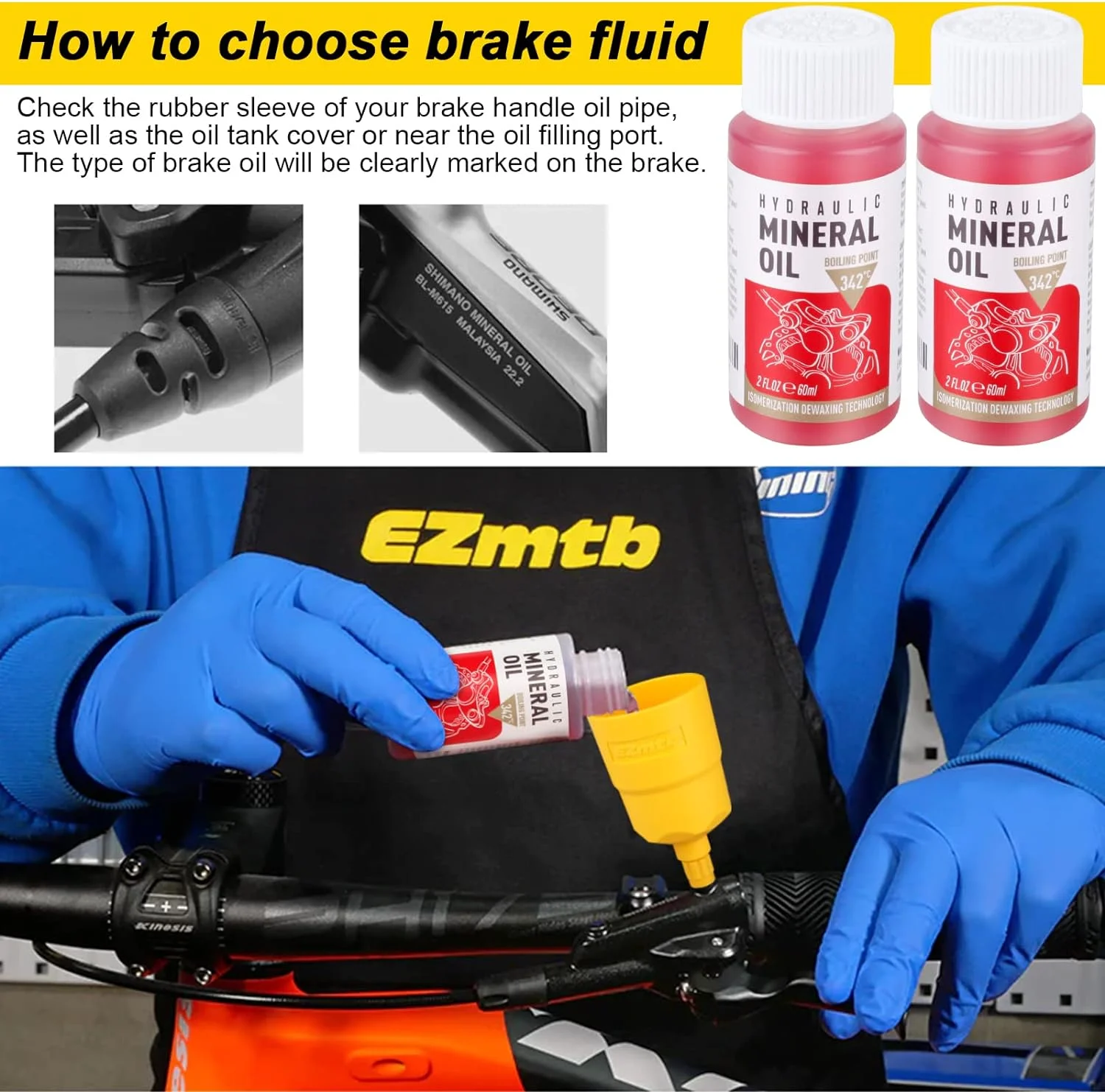 자전거 브레이크 유체 미네랄 오일 시스템 유체 사이클링 산악 자전거, 시마노 자전거 액세서리 오일 인젝터, 60ml, 1/2/3 개