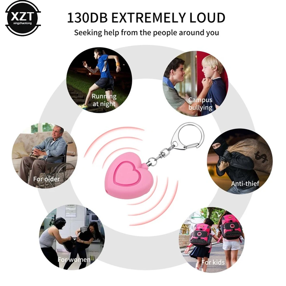 여러 스타일 자기 방어 경보 키 체인, 130dB, 늑대 방지, 소녀, 어린이, 여성 보안 보호 경고, 시끄러운 비상 경보