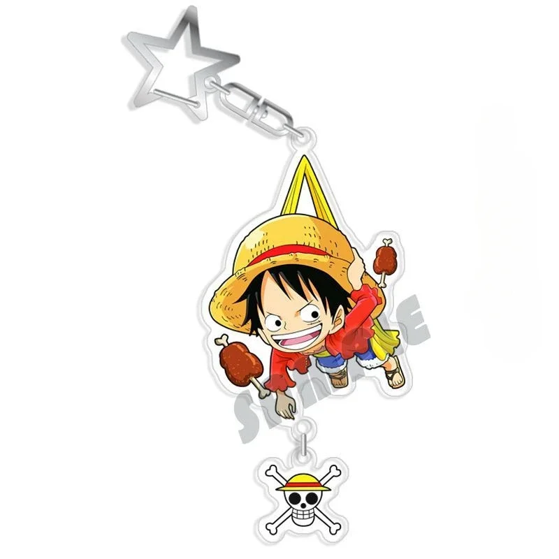 원피스 키체인 장난감 클래식 애니메이션 루피 조로 상지 액션 피규어, 아크릴 가방 펜던트 키체인, 어린이 생일 선물 장난감