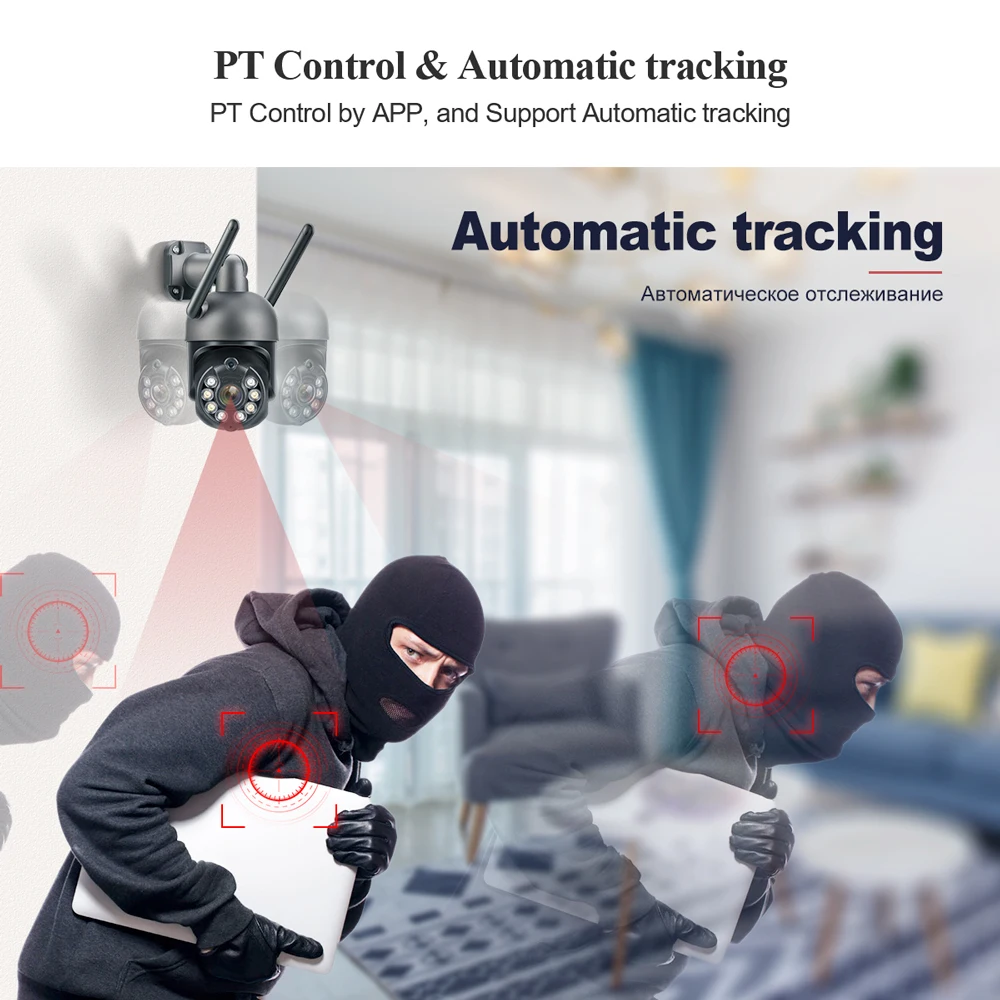 Techage PTZ 와이파이 IP 카메라, 야외 스피드 돔 무선 카메라, 자동 추적 AI 인간 감지, 컬러 나이트 비전, P2P 오디오, 3MP