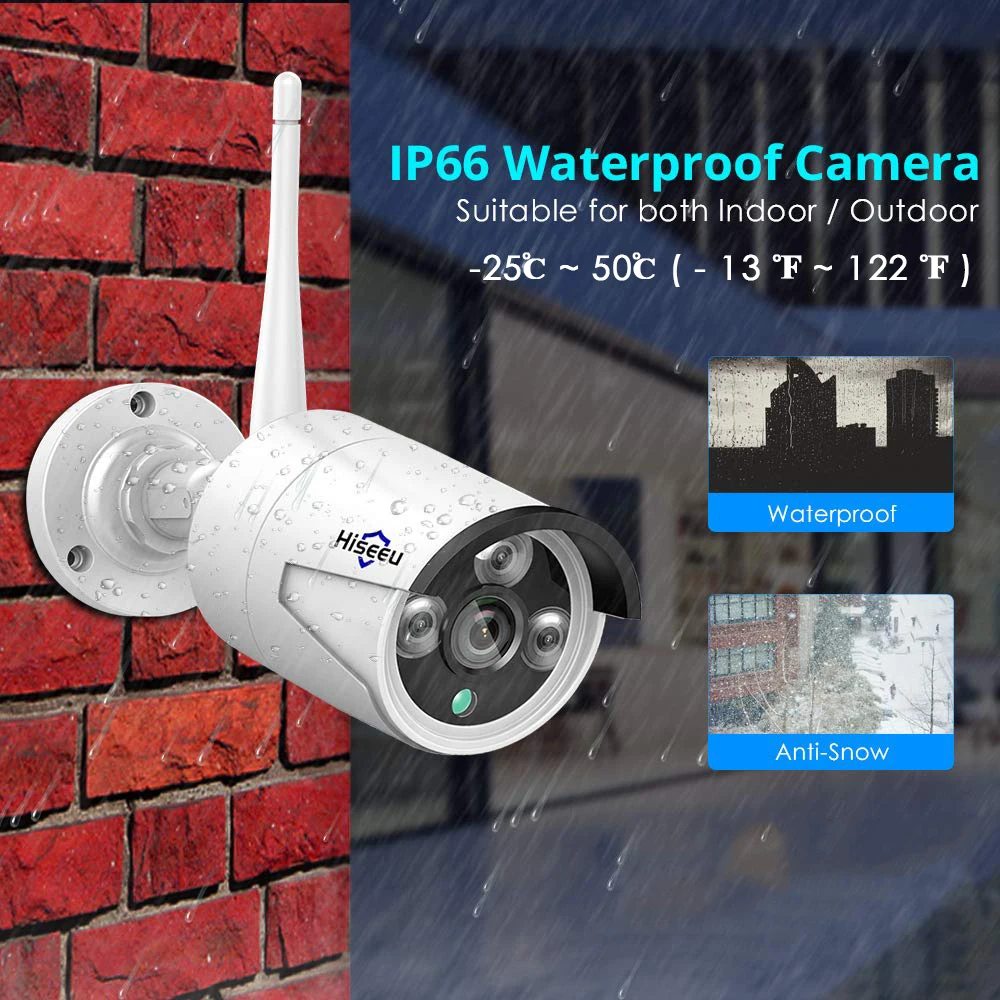 Hiseeu 무선 CCTV 시스템용 보안 무선 IP 카메라, 5MP, 3MP, 1080P, 와이파이, 야외 방수 IP 카메라, Eseecloud 앱 보기