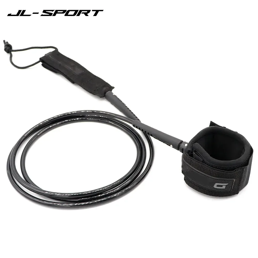 서핑 보드 가죽 끈, TPU 발 로프, Nlack 스트레이트 서핑 가죽 끈, 간단한 포장, 6 ~ 9FT, 7mm 브랜드