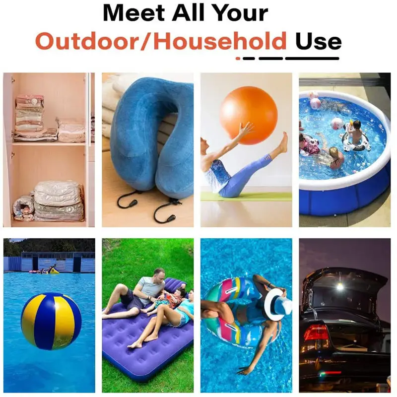 GIGA-펌프 2, 휴대용 에어 펌프, 야외 캠핑용 풍선 미니 에어 펌프, 하이킹/플로트/에어 베드, USB 충전식 진공 펌프