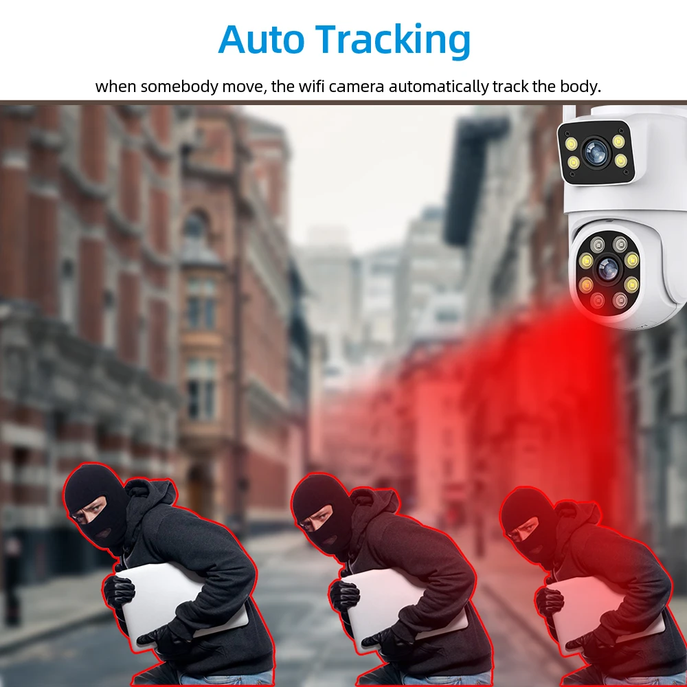 투야 무선 CCTV 감시 카메라, PTZ 와이파이 보안 카메라, 듀얼 렌즈, 듀얼 스크린, Ai 자동 추적, 스마트 라이프, 4K, 8MP