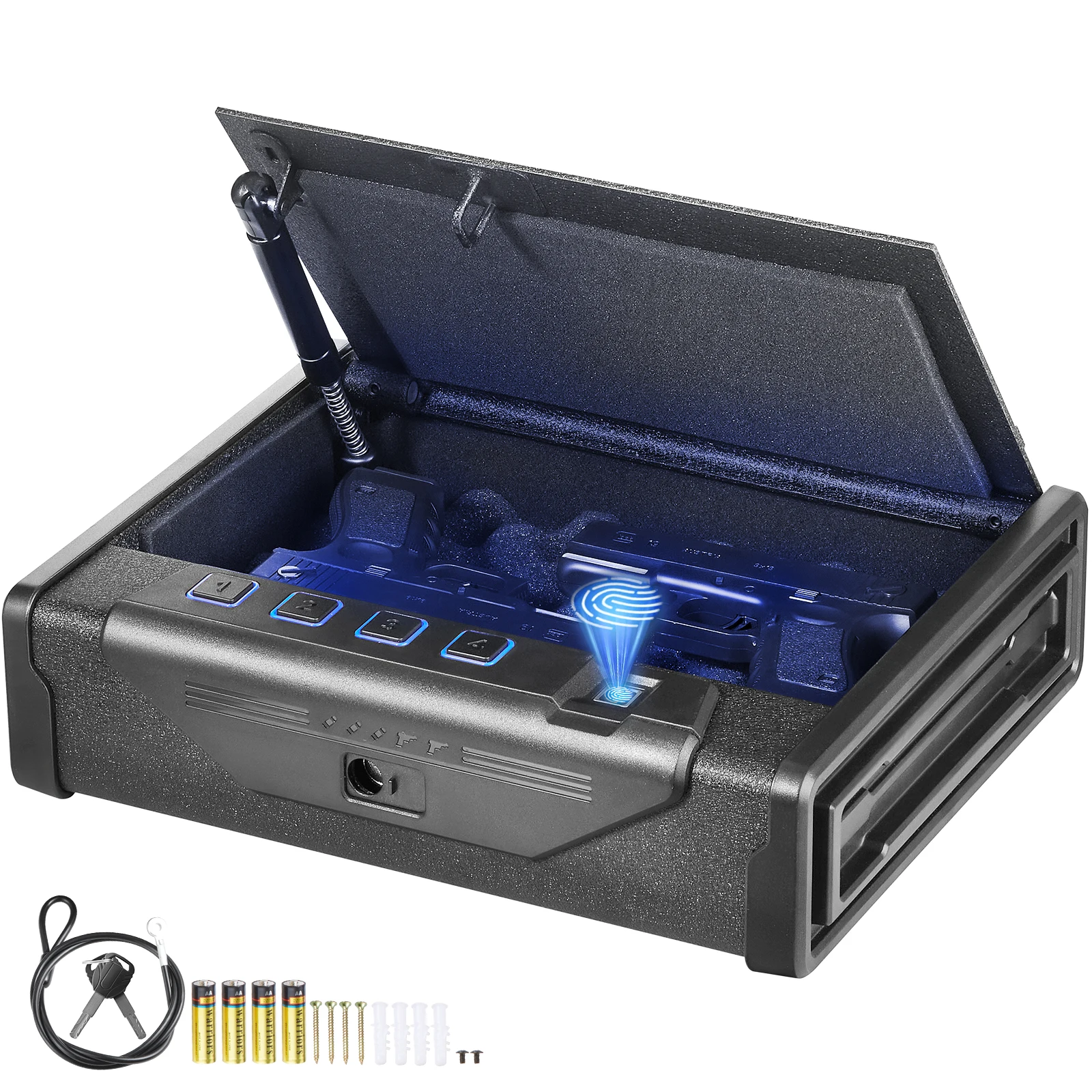 VEVOR 스틸 권총 안전 Q235, 3 방향 빠른 접근 총기 케이스, 총 상자, 고급 생체 인식 기술, 여행용 총 안전 title=VEVOR 스틸 권총 안전 Q235, 3 방향 빠른 접근 총기 케이스, 총 상자, 고급 생체 인식 기술, 여행용 총 안전