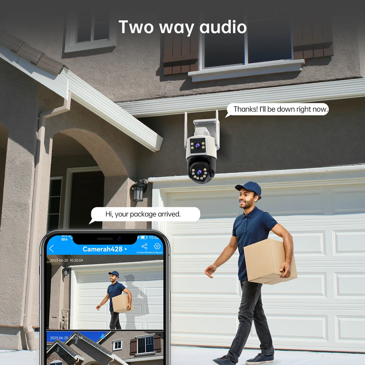 JOOAN PTZ 와이파이 카메라, 야외 듀얼 렌즈 IP 카메라, AI 추적 보안 감시 카메라, ONVIF 무선 CCTV 카메라, 10MP, 6MP