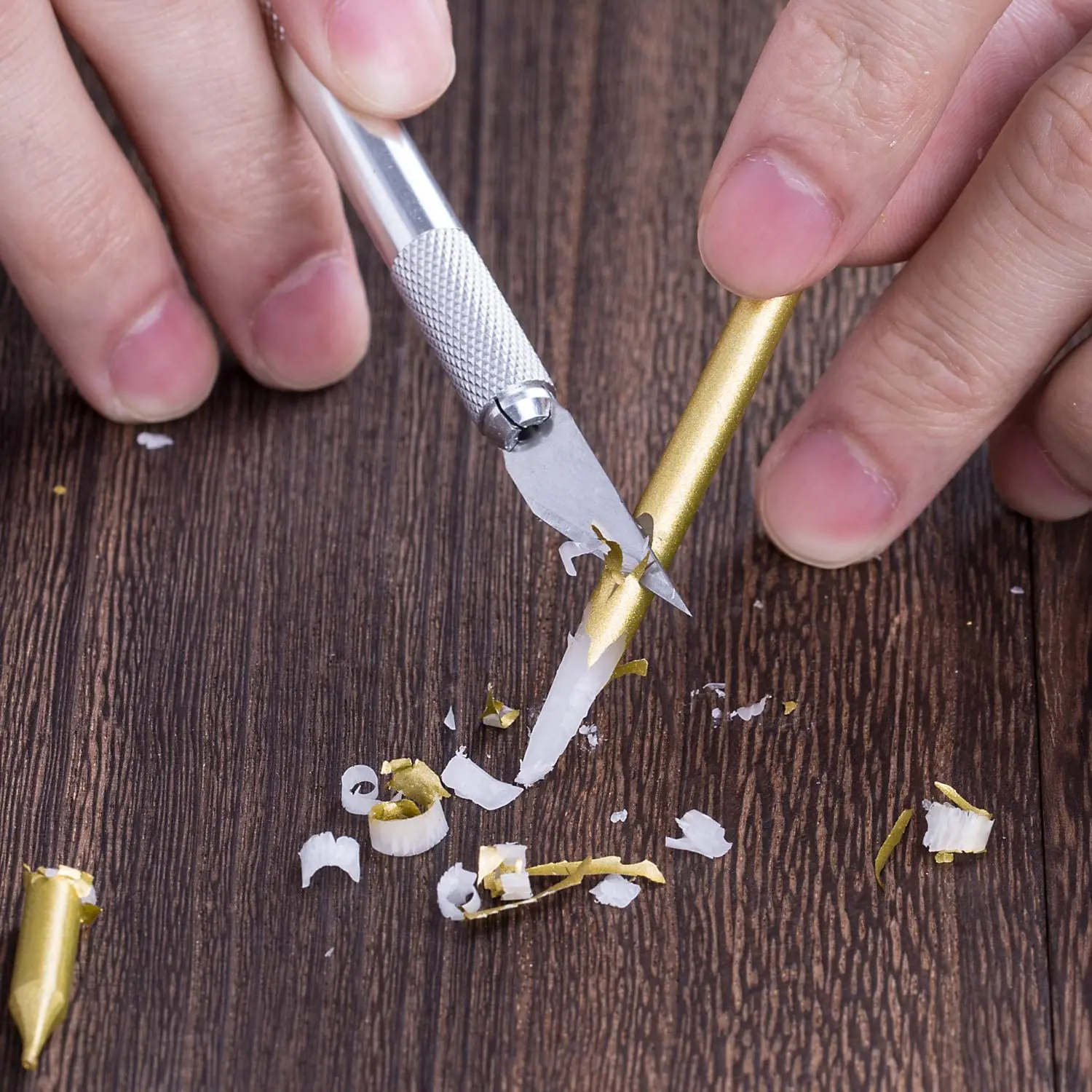 금속 펜 나이프 작은 조각 공예 나이프 키트, 조각 커터 조각, 미끄럼 방지 안전 종이 절단 수공예 도구