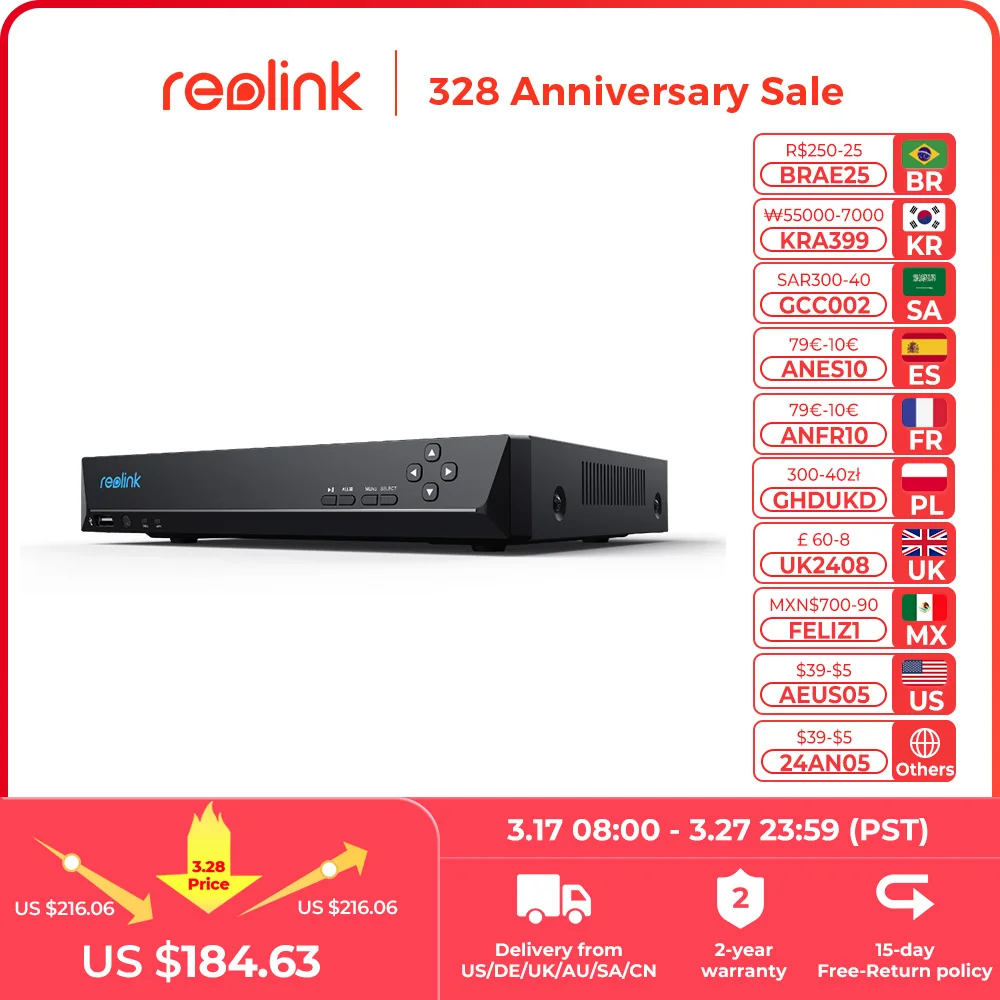 Reolink IP 보안 카메라용 8CH DVR, 16CH NVR P2P H.265 24/7 비디오 녹음기 감시 시스템 키트, 5MP, 8MP, 12MP title=Reolink IP 보안 카메라용 8CH DVR, 16CH NVR P2P H.265 24/7 비디오 녹음기 감시 시스템 키트, 5MP, 8MP, 12MP