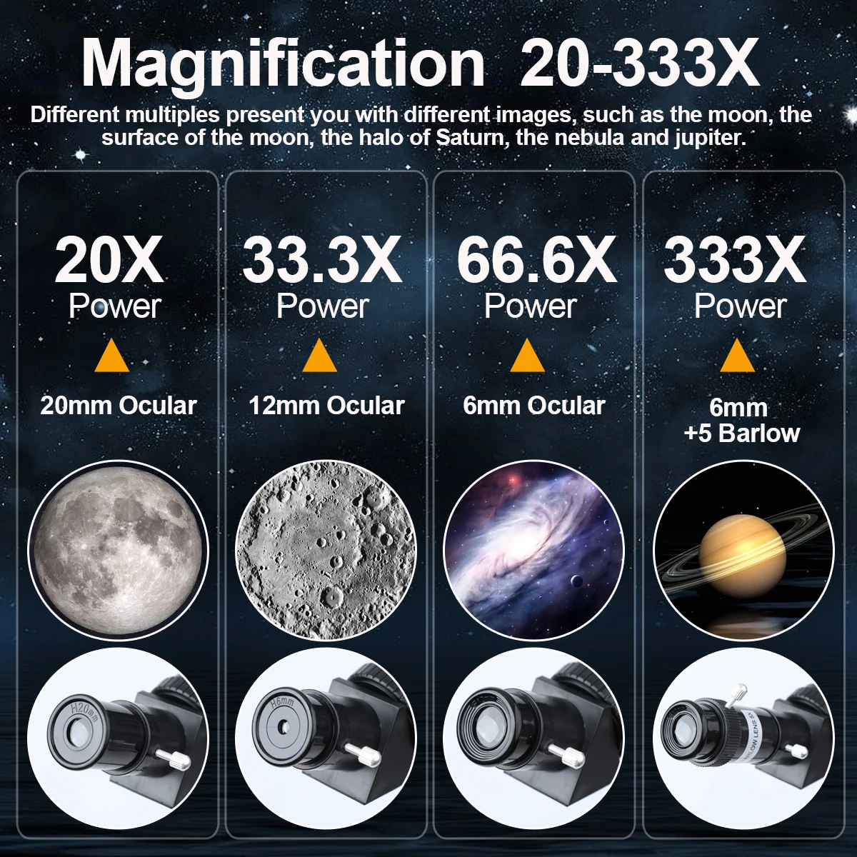 Bossdun 전문가용 천체 망원경, 우주 달 별보기, 심우주 단안, 최고의 선물, 333X