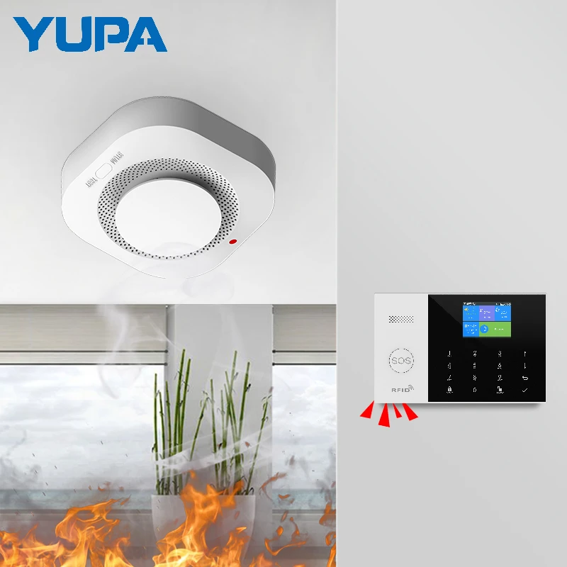 PG-105 와이파이 GSM 홈 보안 경보 시스템 앱 제어, 원격 창문 문짝, Pir 사이렌 연기 가스 무선 센서, 적외선 투야 앱