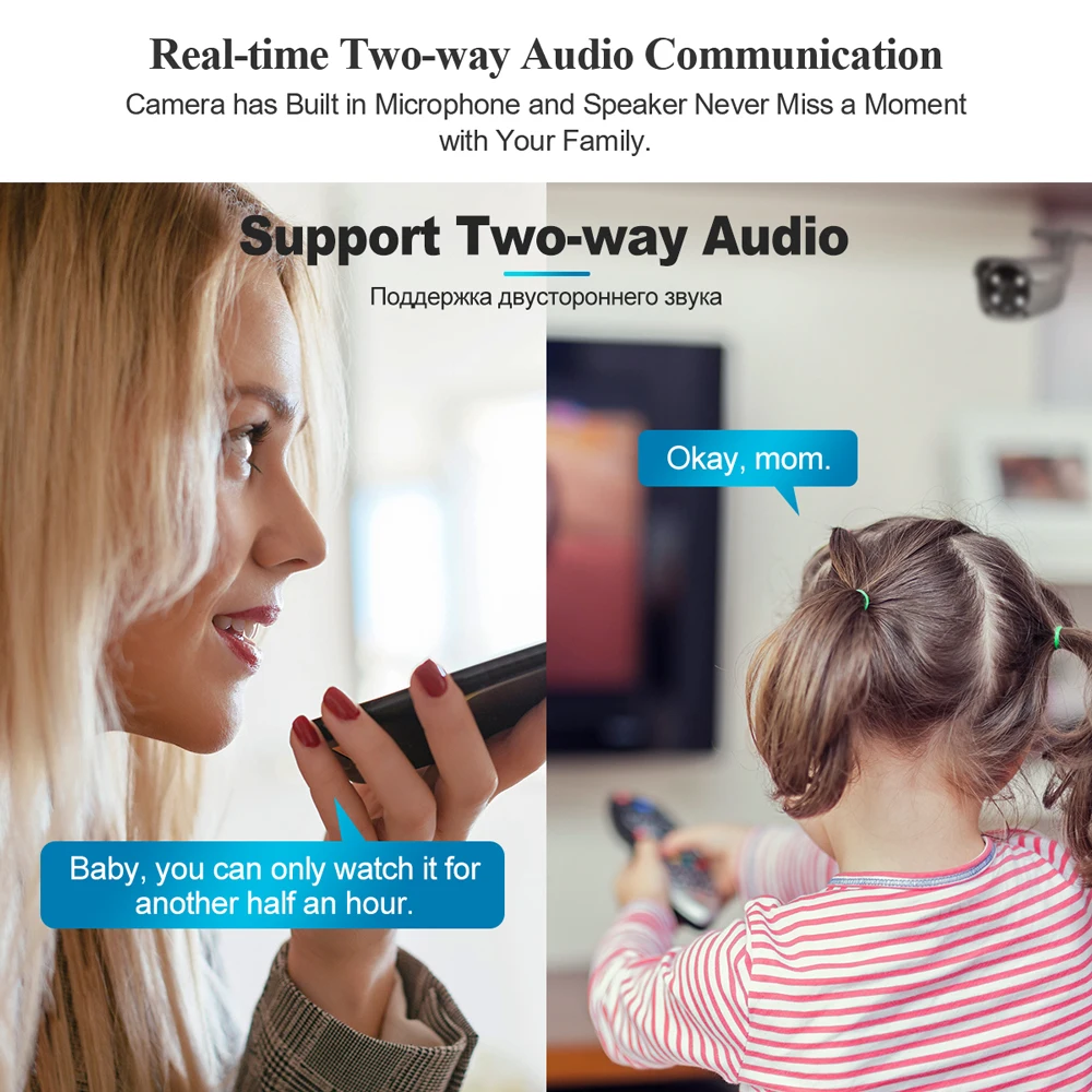 Techage 야외 IP 카메라 얼굴 감지 감시 시스템용 양방향 오디오, 컬러 나이트 비전, H.265 울트라 HD 4K POE 카메라, 8MP