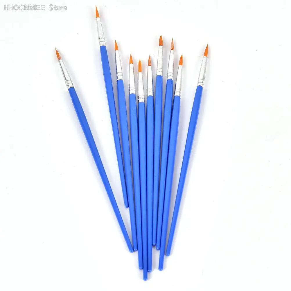 수채화 구아슈 페인트 브러시, 라운드 포인트 팁 나일론 헤어 페인팅 브러시 세트, 미술용품, 다양한 크기, 10 개/로트