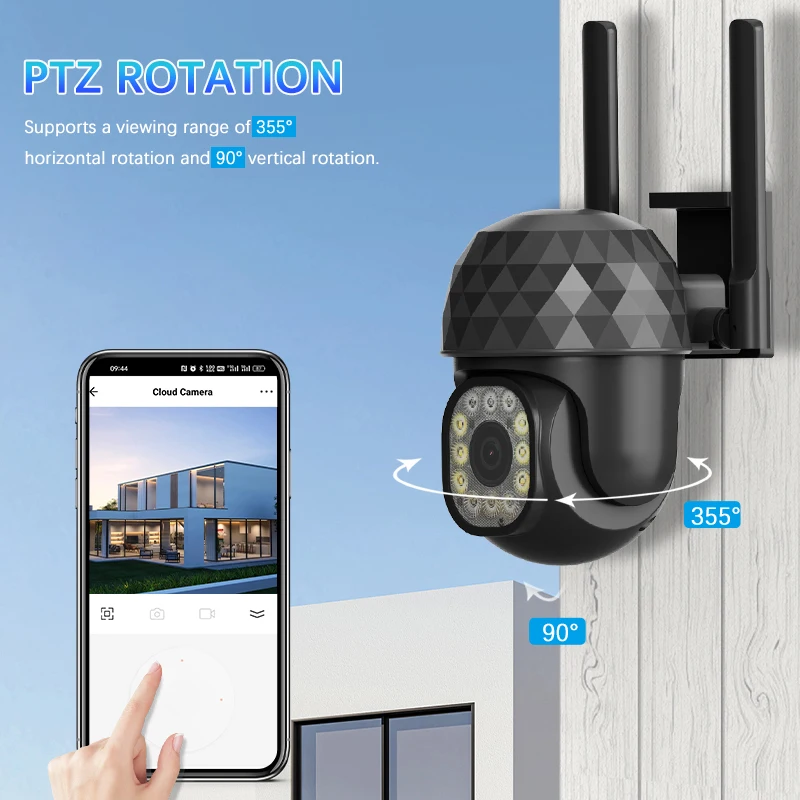 AI 인간 감지 1080P 오디오 IP 카메라, 자동 추적 비디오 감시, V380 프로 2MP 울트라 HD PTZ 2.4G 와이파이, 야외 LED H265