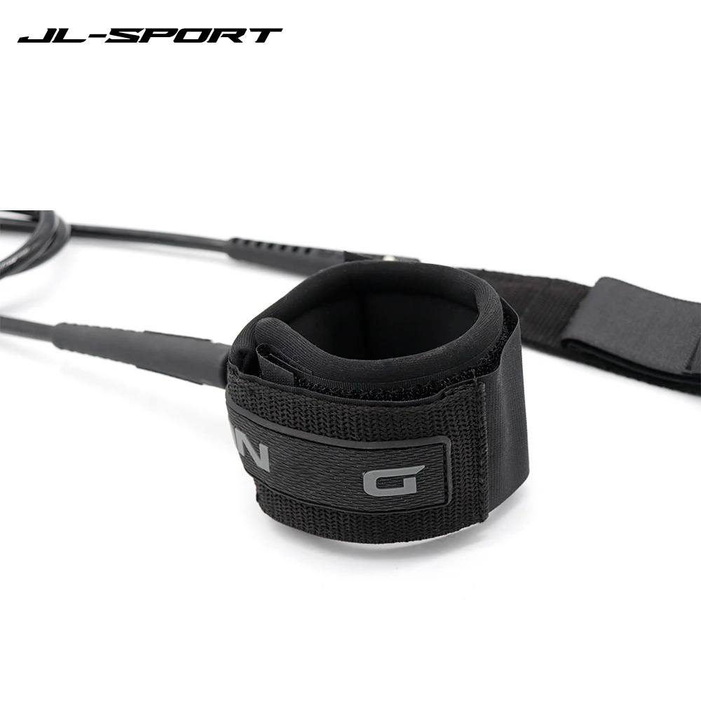 서핑 보드 가죽 끈, TPU 발 로프, Nlack 스트레이트 서핑 가죽 끈, 간단한 포장, 6 ~ 9FT, 7mm 브랜드