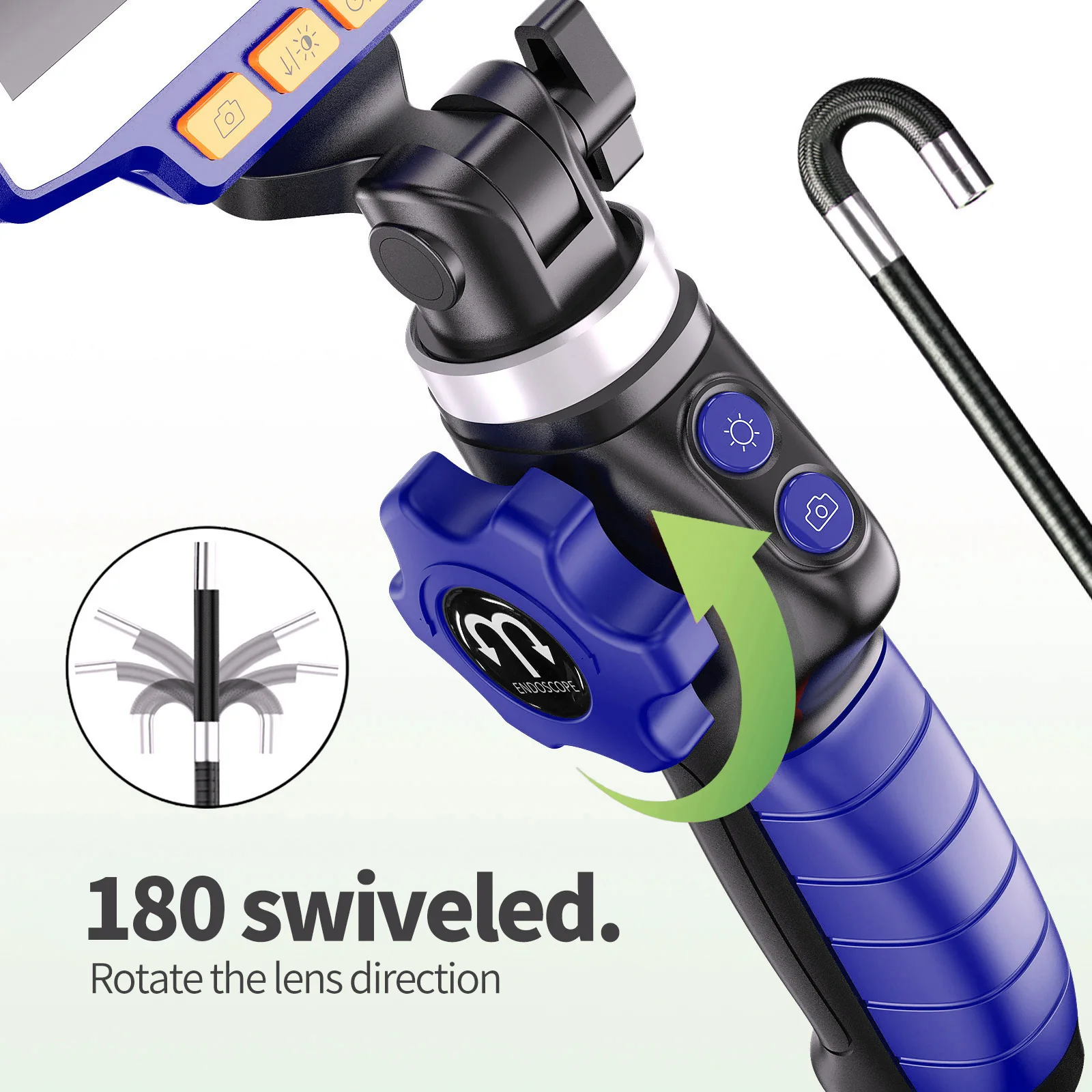 180 ° 관절 보어스코프, IP67 방수 프로브, 양방향 자동차 내시경, 자동차 지원 PC, 아이폰, 안드로이드, 6.5mm