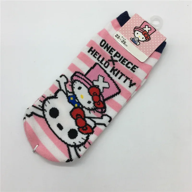여성용 귀여운 헬로키티 양말, 만화 애니메이션 보트 양말, 보이지 않는 코튼, 통기성 짧은 양말, 어린이 생일 선물