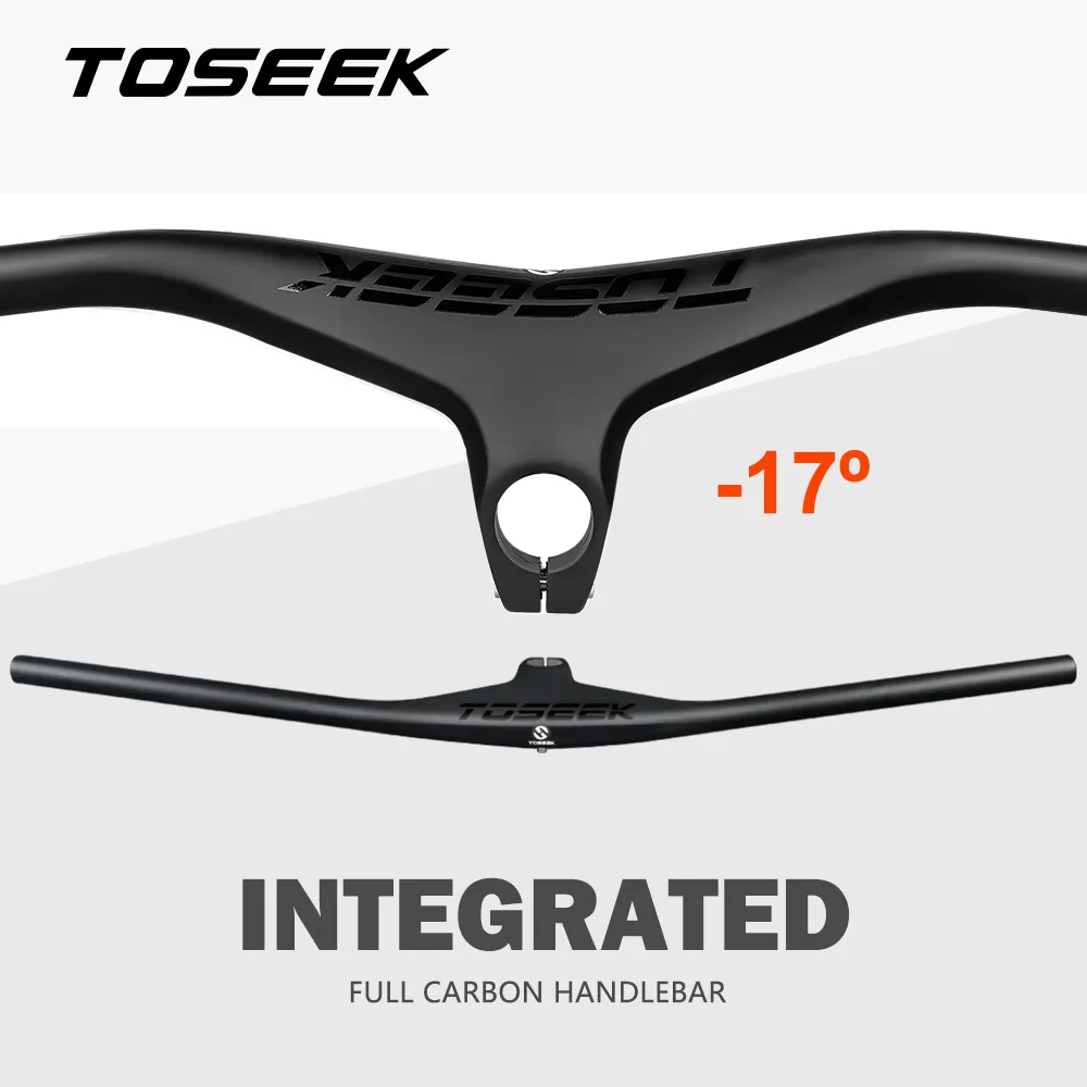 TOSEEK 산악 자전거 부품용 탄소 MTB 핸들바 및 스템 28.6mm -17 ° 통합 핸들바 660 ~ 800-70/80/90/100mm title=TOSEEK 산악 자전거 부품용 탄소 MTB 핸들바 및 스템 28.6mm -17 ° 통합 핸들바 660 ~ 800-70/80/90/100mm 