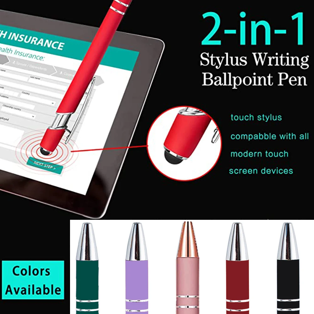 스타일러스 팁이 있는 맞춤형 볼펜, 이름 인쇄 로고 금속 펜, 비즈니스 졸업 생일 기념일 선물 펜