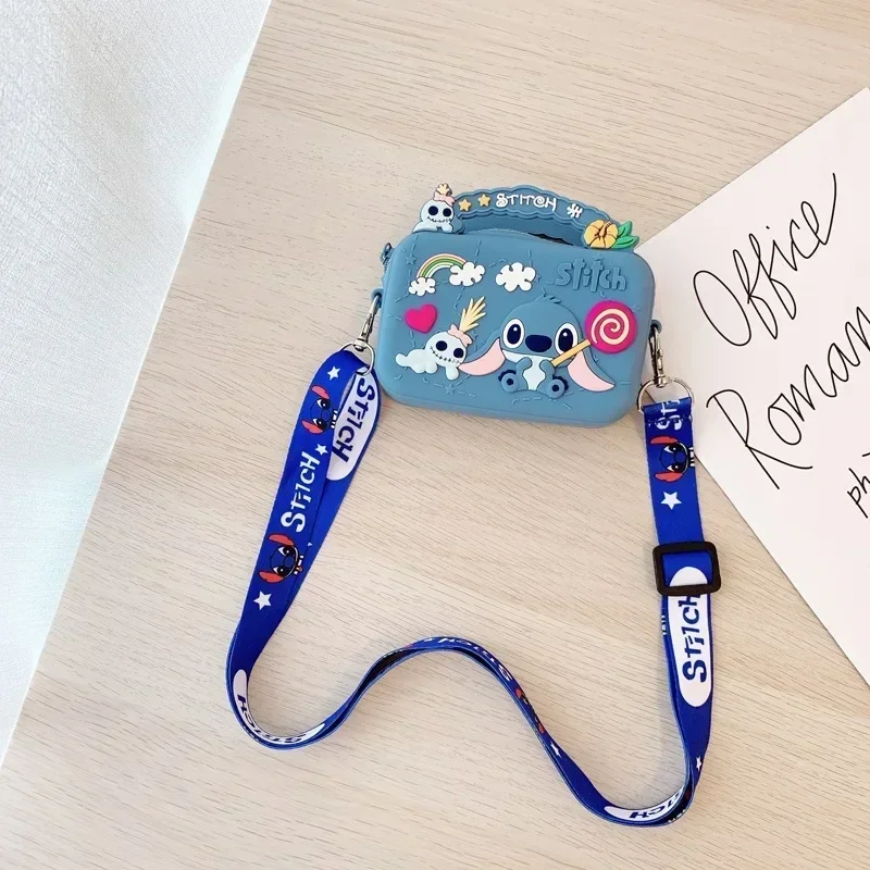 스티치 디즈니 실리콘 가방, 만화 애니메이션 피규어, 스티치 숄더백, 릴로 & 스티치 패션, 어린이 소녀 액세서리, 동전 지갑 선물