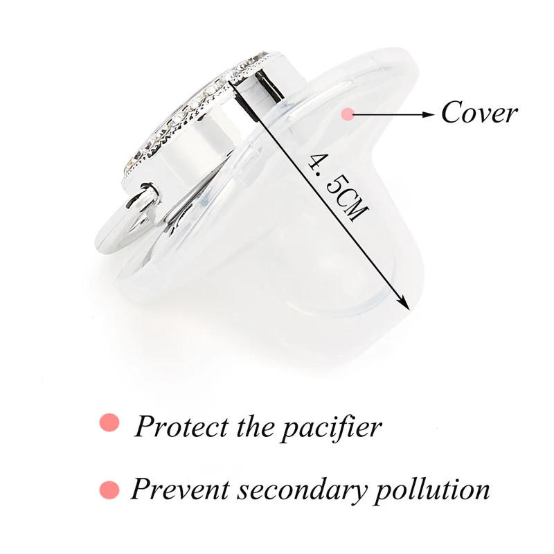 아기 맞춤형 젖꼭지 클립, 신생아 럭셔리 젖꼭지 홀더 편지 실버 블링 유아 투명 실리콘 젖꼭지 Bpa 무료