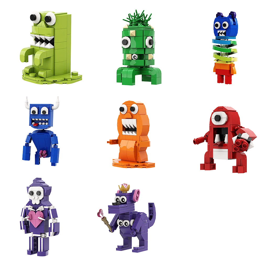 Gobrics 녹색 머리 괴물 플라밍고 MOC 모델 빌딩 블록, 반반 브릭 게임, 어린이 교육 선물