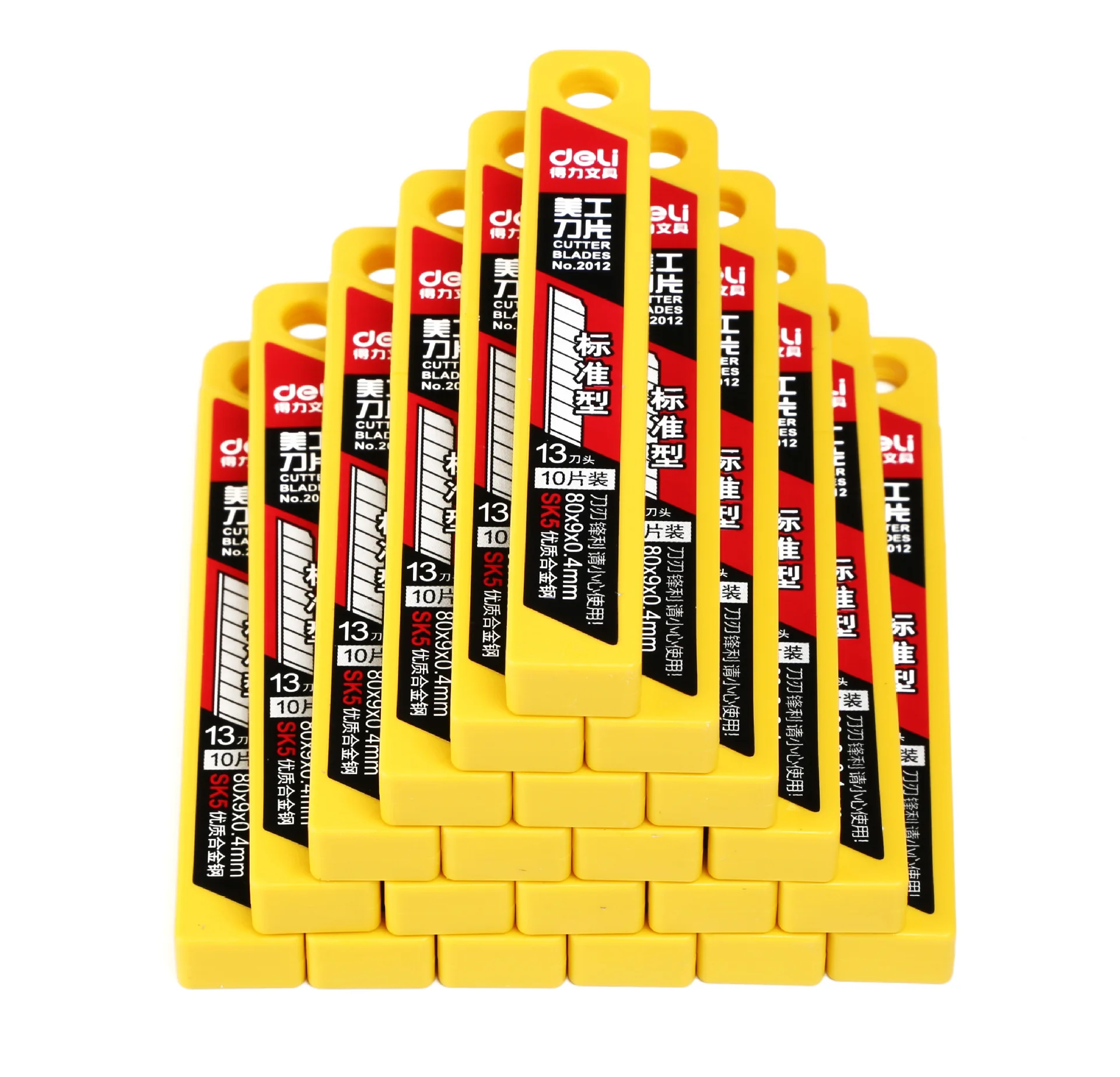 델리 2012 10 개/갑 9MM 유틸리티 나이프 블레이드 저탄소 합금강 종이 사무용품 아트지 절단 DropShipping