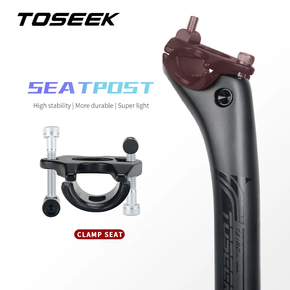 TOSEEK MTB 및 로드 바이크 카본 시트포스트, 27.2mm 30.8mm 31.6mm, 매트 블랙 시트 포스트, 길이 400mm, 시트 튜브, 자전거 부품