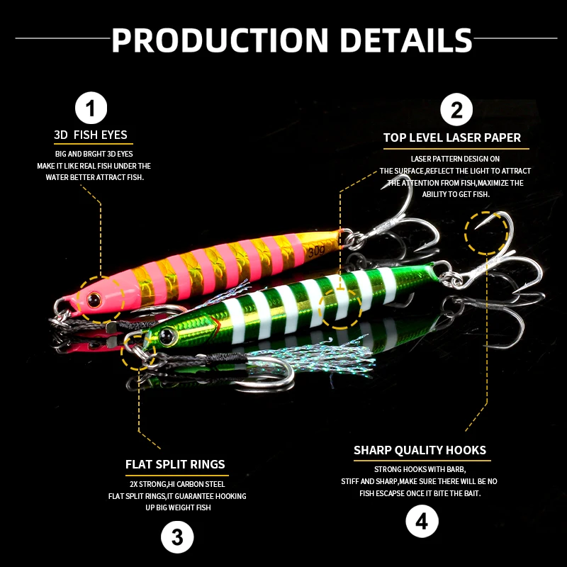 MAGIC WORKS 금속 지그 낚시 용품, 낚시 루어, 인공 미끼, 전문 낚시 용품, 20g, 30g, 40g, 60g