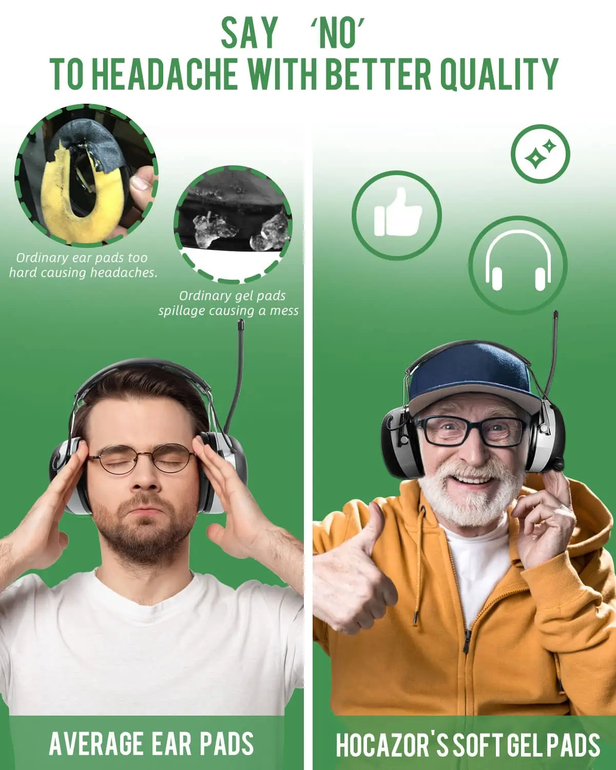 HOCAZOR 교체용 젤 이어 패드 헤드셋, 실리콘 패드, 펠터 전술 100 300 500 레인지 가드 3M 워크튠과 호환