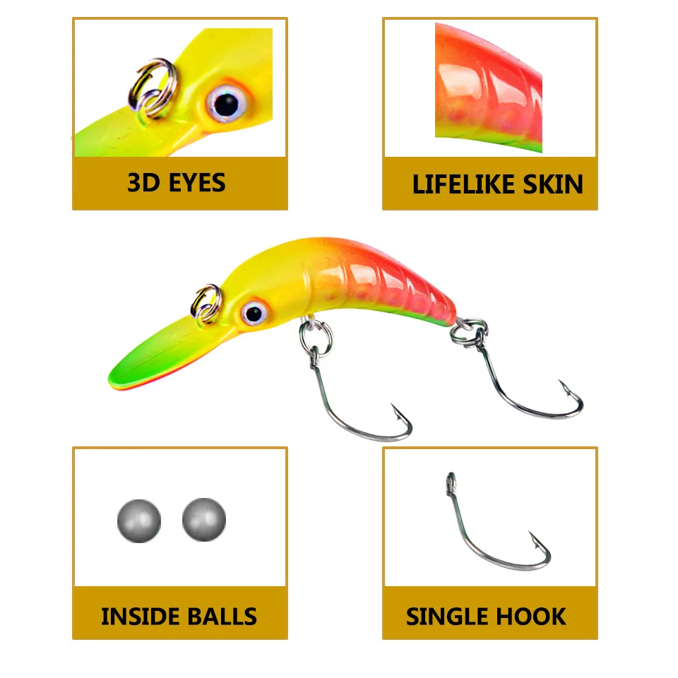 미니 플로팅 미노우 낚시 미끼, 인공 하드 미끼, 날카로운 후크 크랭크베이트, 워블러 송어 파이크, 농어 낚시, 5/3.8cm, 2.5g, 1.5g, 1pc
