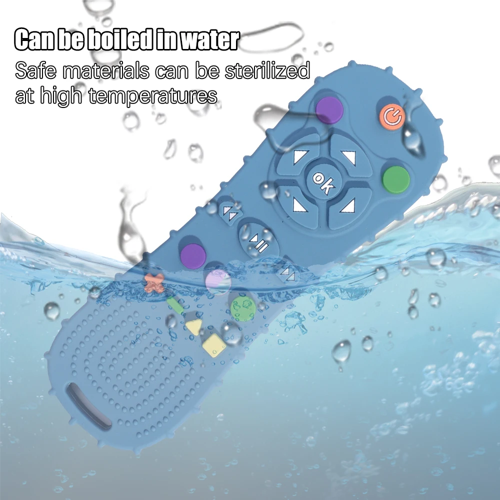 노벨티 실리콘 시뮬레이션 TV 리모컨 모양 진정 장난감, 아기 식품 등급 티저 스틱, 어린이 감각 교육 완구