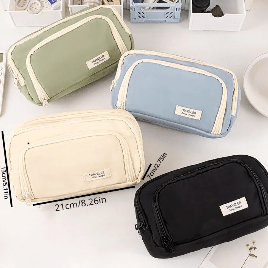 Kawaii 대용량 펜슬 케이스 파우치, 귀여운 펜 가방, 여학생 및 어린이용 학용품, 한국 문구