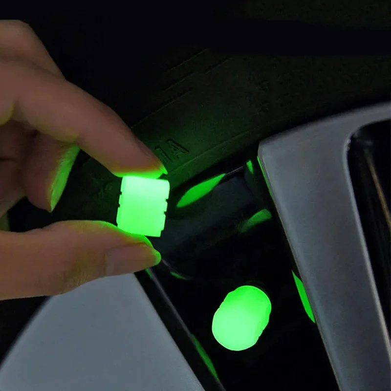 범용 발광 밸브 캡, 방진 타이어 휠 허브 밸브, 빛나는 타이어 스템 커버, 자동차 오토바이 자전거에 적용 가능, 1 개, 2 개, 4 개