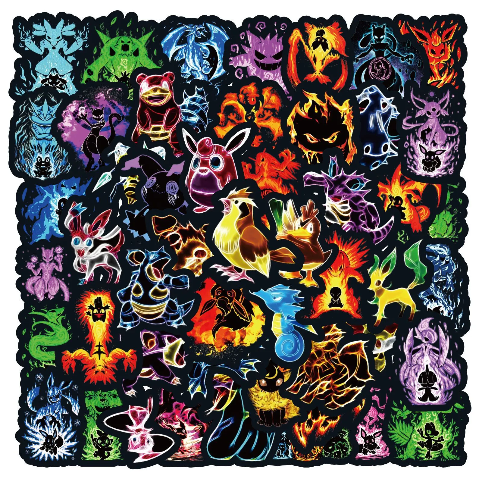 어린이용 만화 포켓몬 네온 라이트 그래피티 스티커, DIY 스케이트보드 노트북 자동차 기타 오토바이 수하물 데칼 스티커, 60 개 title=어린이용 만화 포켓몬 네온 라이트 그래피티 스티커, DIY 스케이트보드 노트북 자동차 기타 오토바이 수하물 데칼 스티커, 60 개 