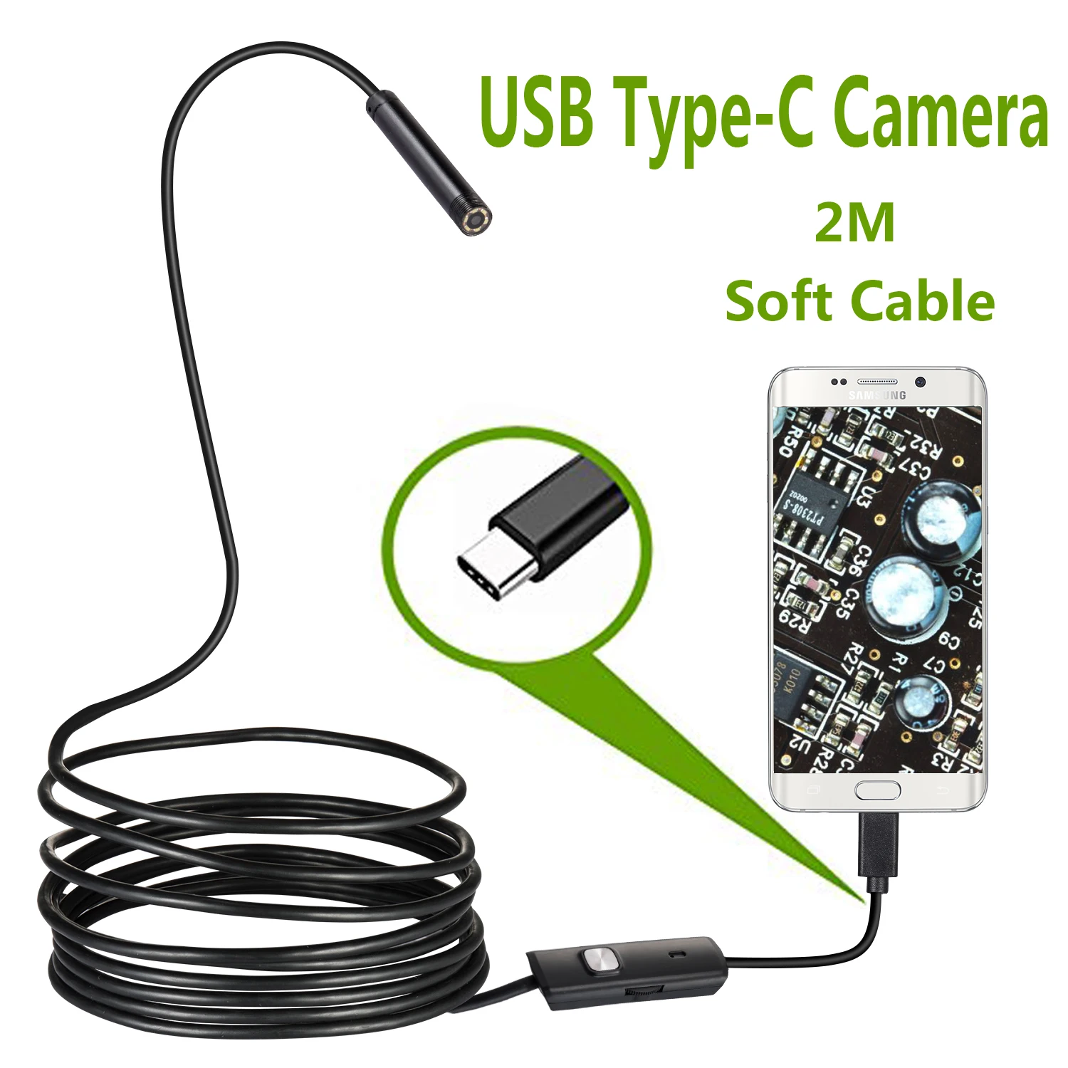 USB C타입 내시경 카메라, 안드로이드 PC, 7.0mm, 2m 유연한 스네이크 검사 스코프 보어스코프 카메라, 6LED 조절 가능, 최신 title=USB C타입 내시경 카메라, 안드로이드 PC, 7.0mm, 2m 유연한 스네이크 검사 스코프 보어스코프 카메라, 6LED 조절 가능, 최신 