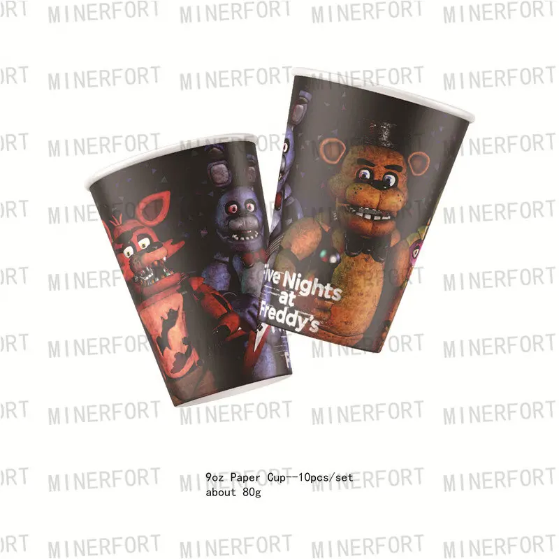 FNAF 5 박 생일 파티 장식 풍선 일회용 식기 접시 냅킨 배경, 어린이 파티 용품 선물