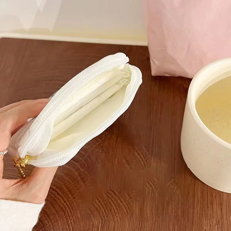 산리오 포차코 시나모롤 생리대 지퍼 가방 동전 지갑, 애니메이션 소녀 학생 휴대용 보관 캔버스 천 지갑 선물