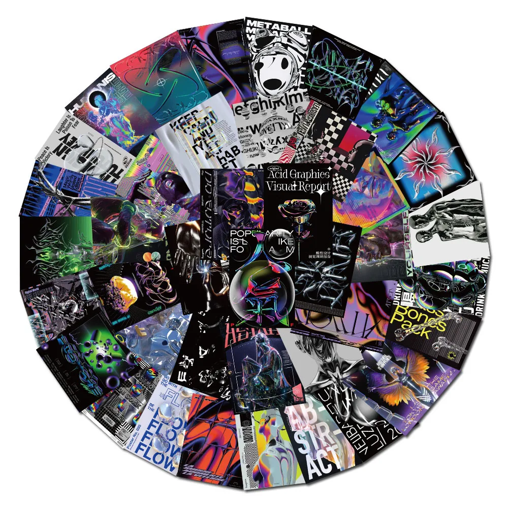 10/20/40PCS Psychedelic Acid 그래픽 아트 낙서 스티커 미적 스케이트 보드 전화 노트북 기타 자동차 차가운 어린이 스티커 장난감