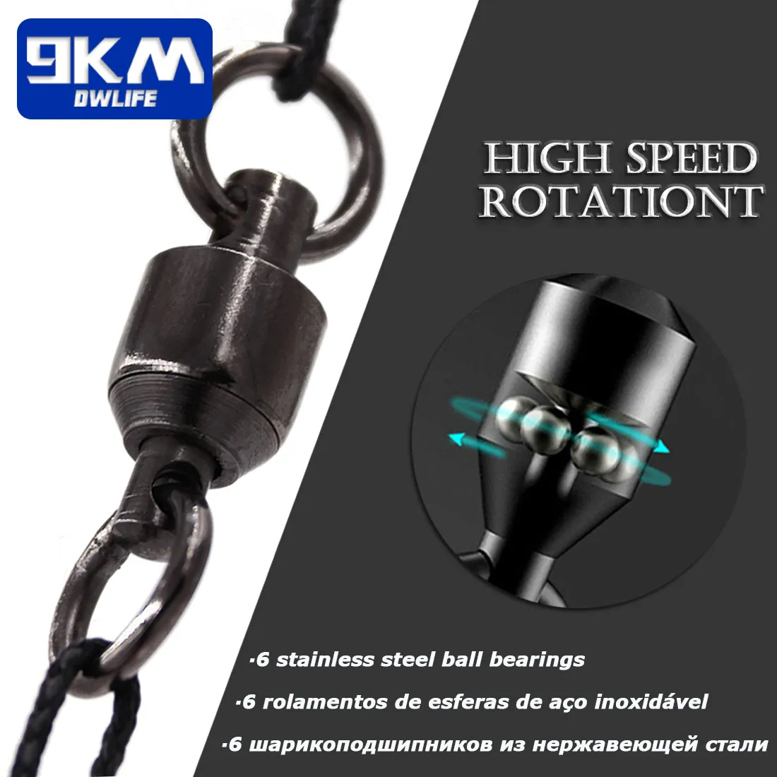 낚시 볼 베어링 스위블 20 ~ 100 개, 더블 솔리드 링 헤비 듀티 구리 및 스테인레스 스틸 액세서리 커넥터 태클