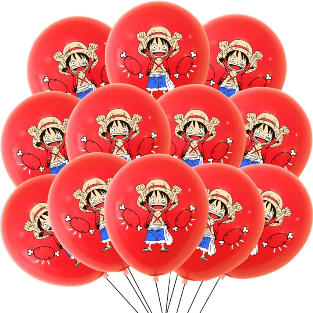애니메이션 테마 라텍스 풍선, 원피스 풍선, 생일 파티, 어린이 선물 장식, 해적 영웅, 루피 소년 장난감 선물, 12 인치, 12 개