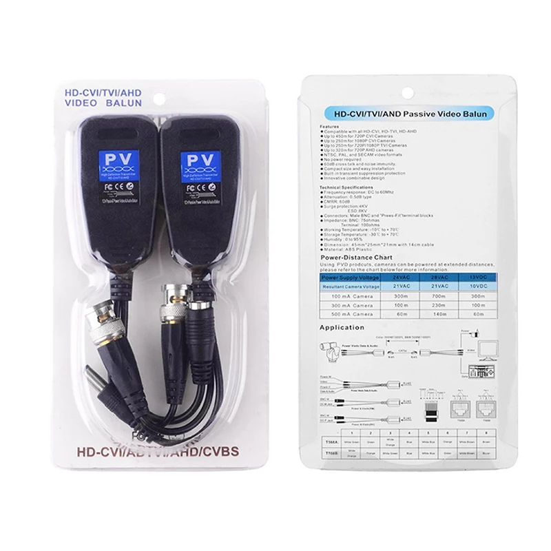 패시브 동축 BNC 파워 8MP 4K 비디오 발룬 트랜시버 커넥터, CCTV 카메라용 BNC 수-RJ45