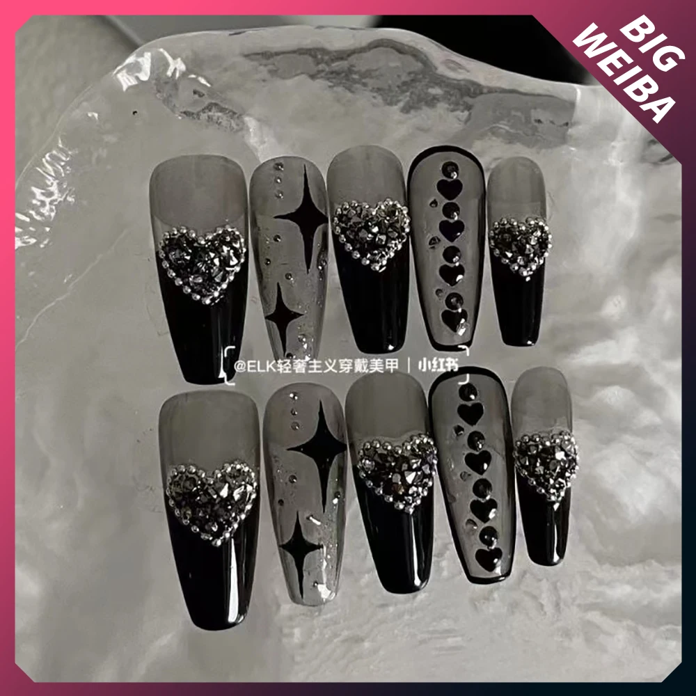 DIY 프렌치 발레리나 가짜 손톱, 귀여운 핑크 웨딩 나비 매듭, 다이아몬드 긴 관 스틸레토 손톱, 풀 커버 네일 팁